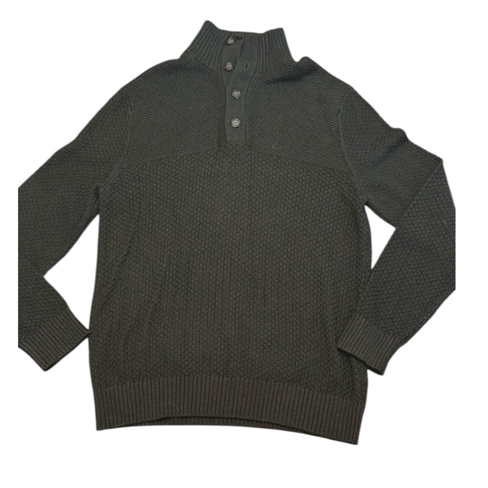 Men's Banana Republic Black Sweater with Button Collar Size XL